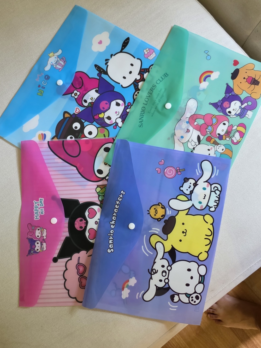 Sanrio Colorful Character Snap Folders - Blue Pink Purple Teal